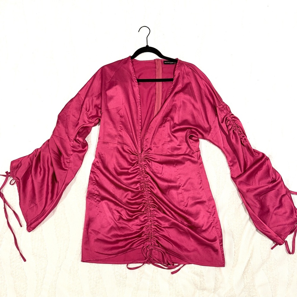 PLT Magenta ruched mini dress